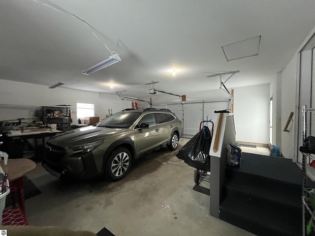 garage with a garage door opener