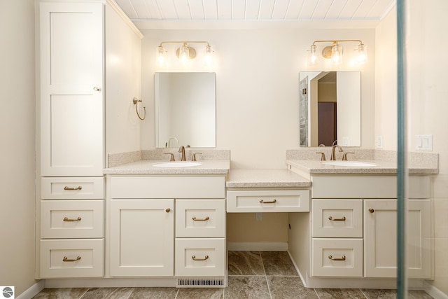 bathroom featuring vanity and wood ceiling