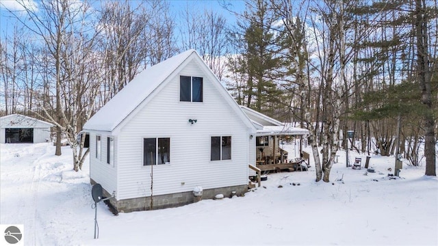 view of snow covered property