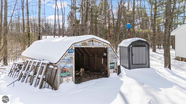 view of snow covered structure