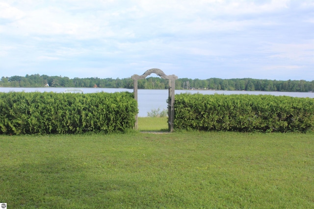 view of water feature featuring a gazebo