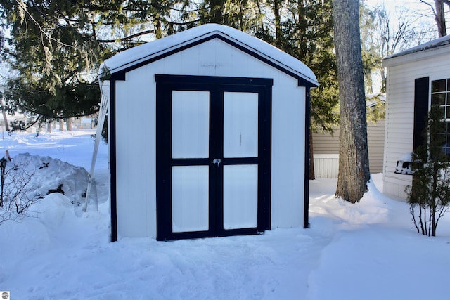 view of snow covered structure