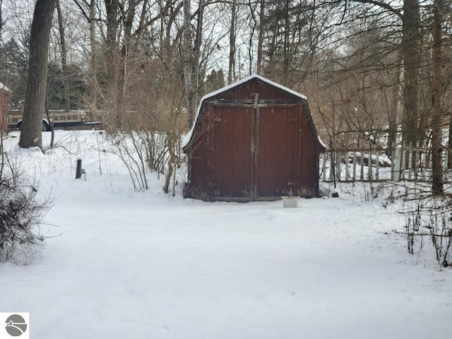 view of snow covered structure