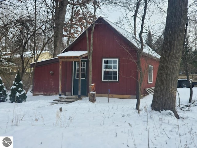 view of snow covered structure