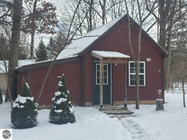 view of snow covered structure