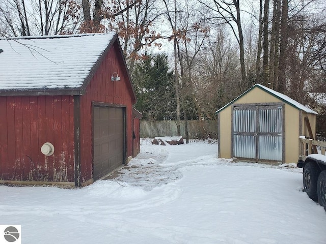 exterior space with a garage