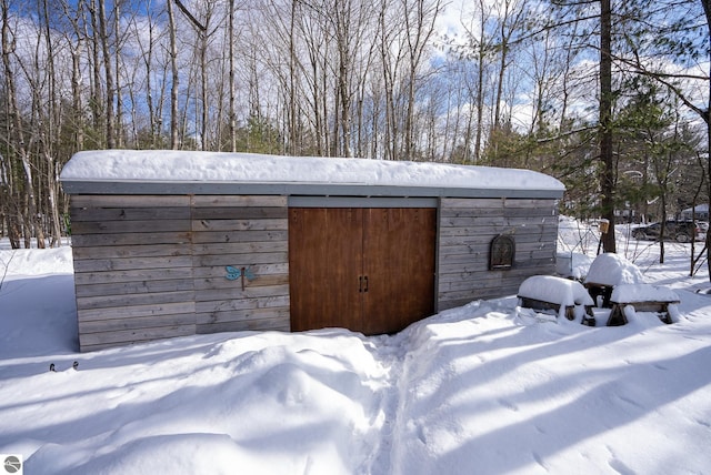 view of snow covered structure