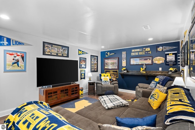 living room featuring hardwood / wood-style floors