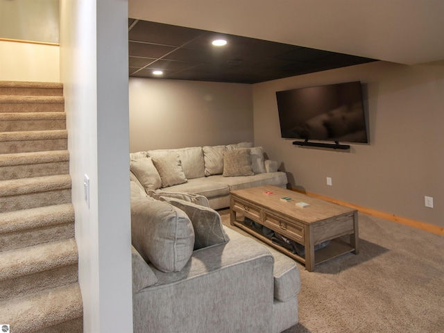 living room with carpet floors