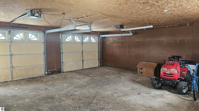 garage with a garage door opener