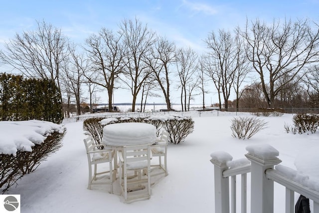 view of yard covered in snow