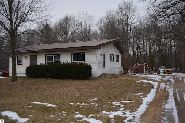 view of snow covered property