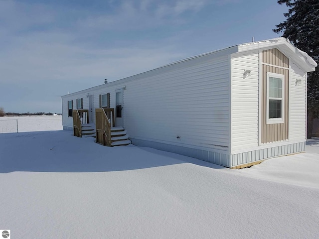 view of snowy exterior