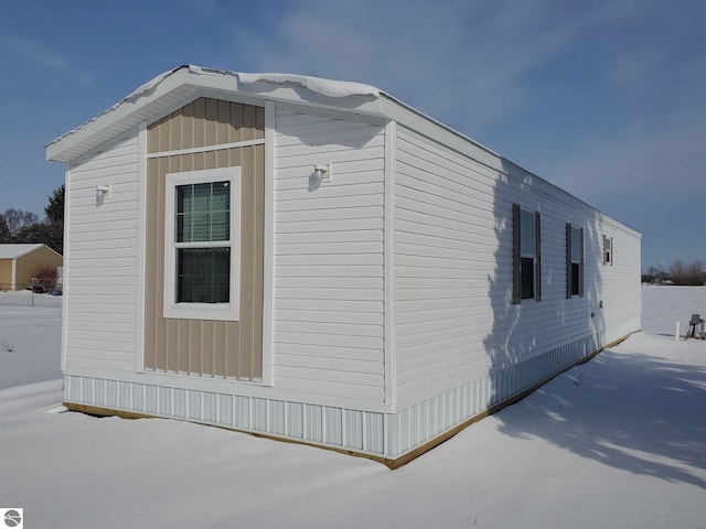 view of snow covered exterior