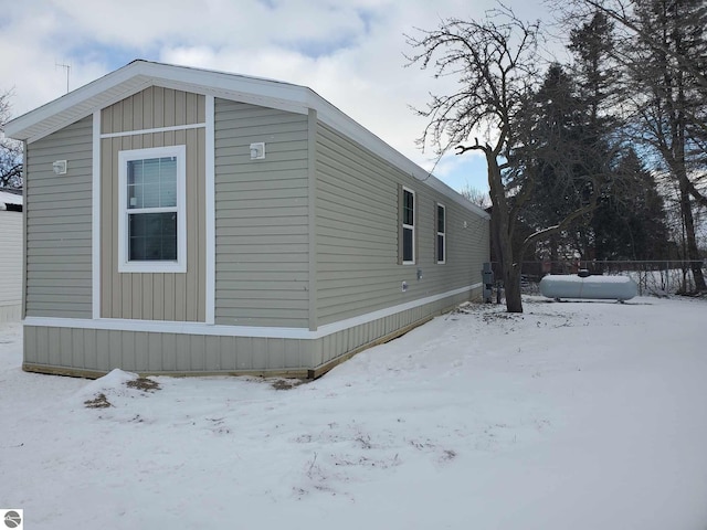 view of snow covered exterior