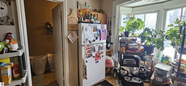 kitchen with white fridge