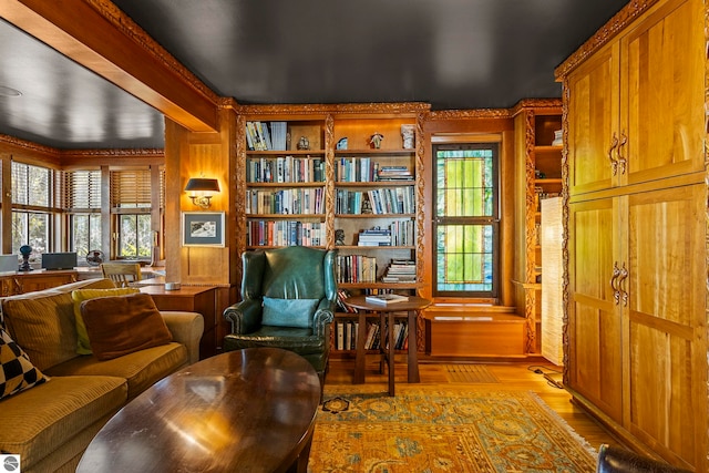 sitting room with light hardwood / wood-style floors