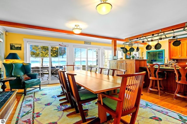 dining room with light hardwood / wood-style floors