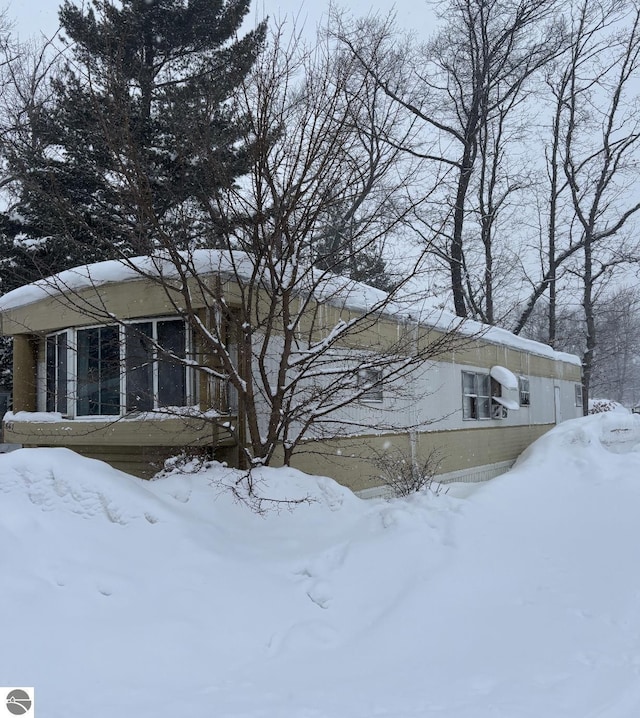 view of snowy exterior