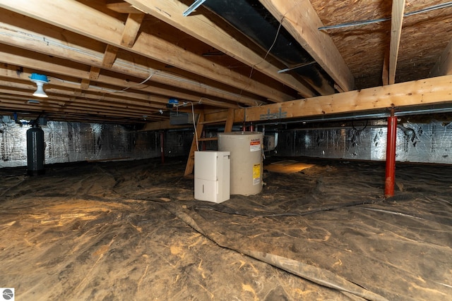 basement with water heater