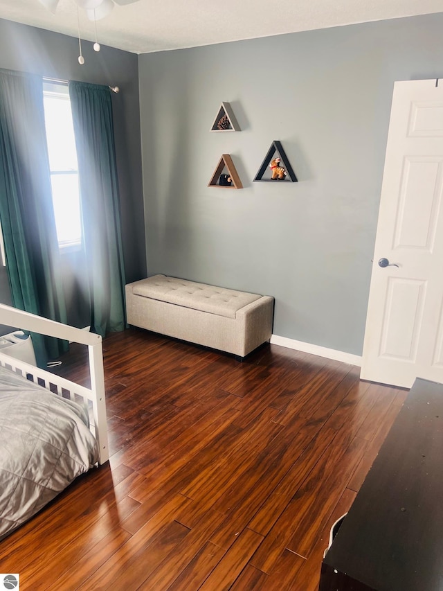 bedroom featuring dark hardwood / wood-style flooring