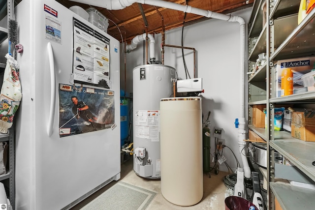 utility room with gas water heater