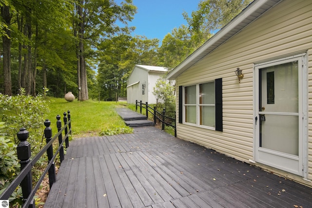 deck with a lawn