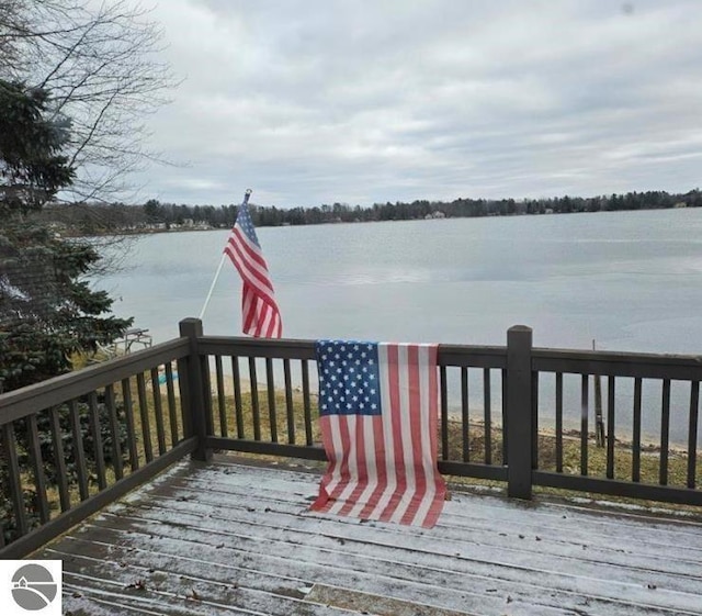 deck with a water view