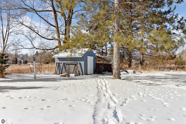 view of snow covered structure