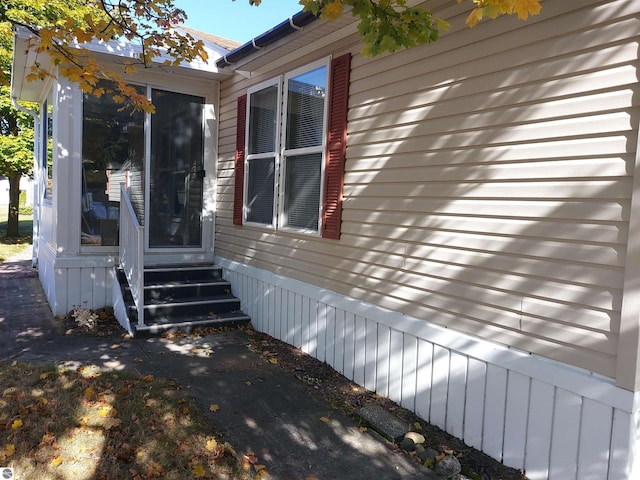 view of home's exterior featuring entry steps