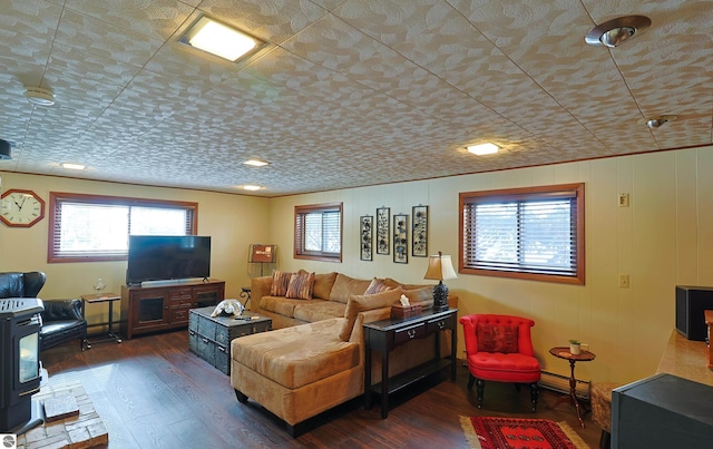 living area with dark wood-style floors