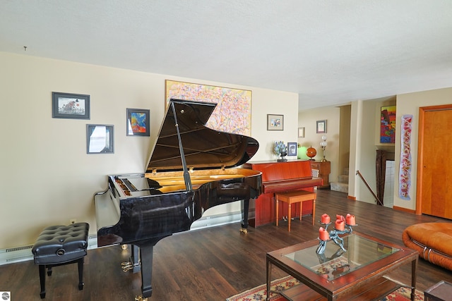 interior space featuring baseboards and dark wood-style flooring