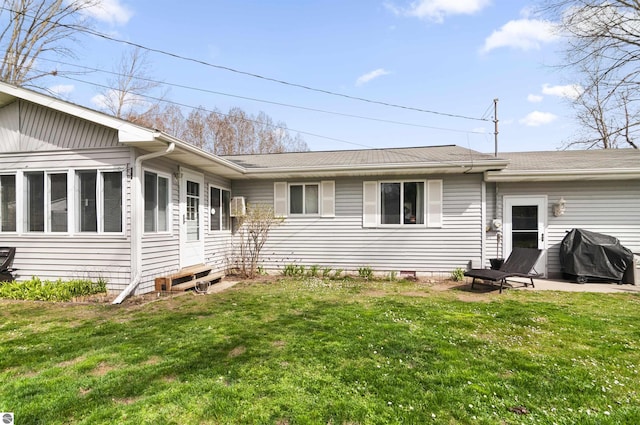 exterior space featuring a patio area and a yard