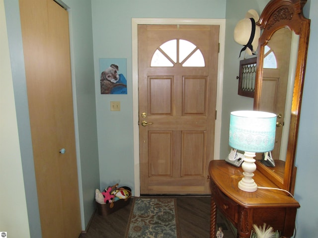 foyer with wood finished floors