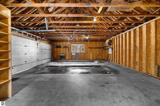 garage with a garage door opener