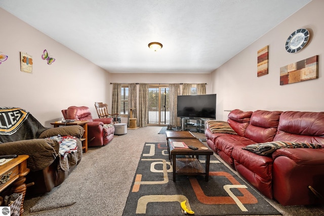 living room featuring carpet