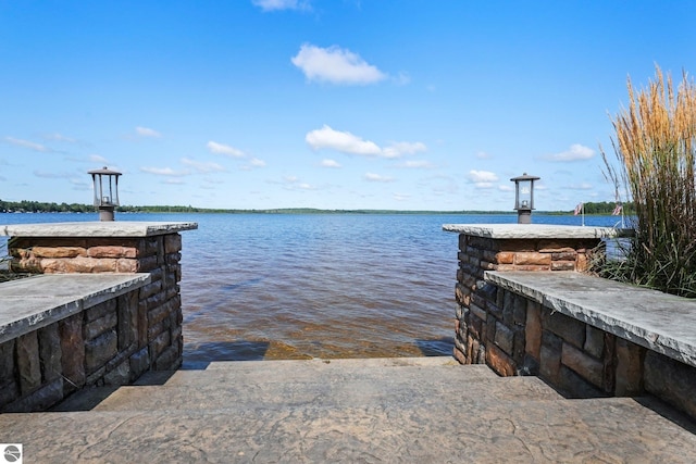 view of dock featuring a water view