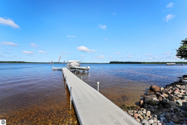 view of dock featuring a water view