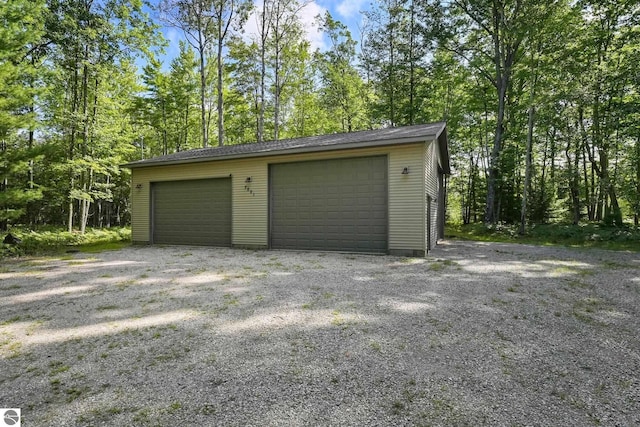 view of detached garage