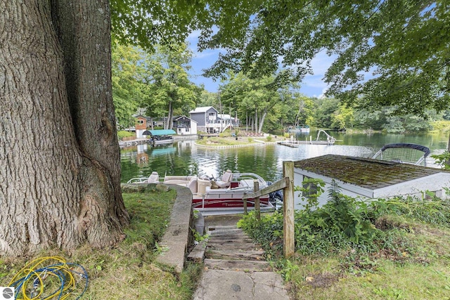 view of dock featuring a water view