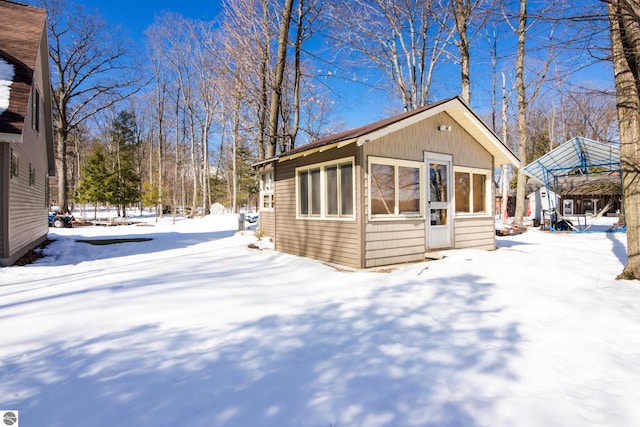 view of snowy exterior