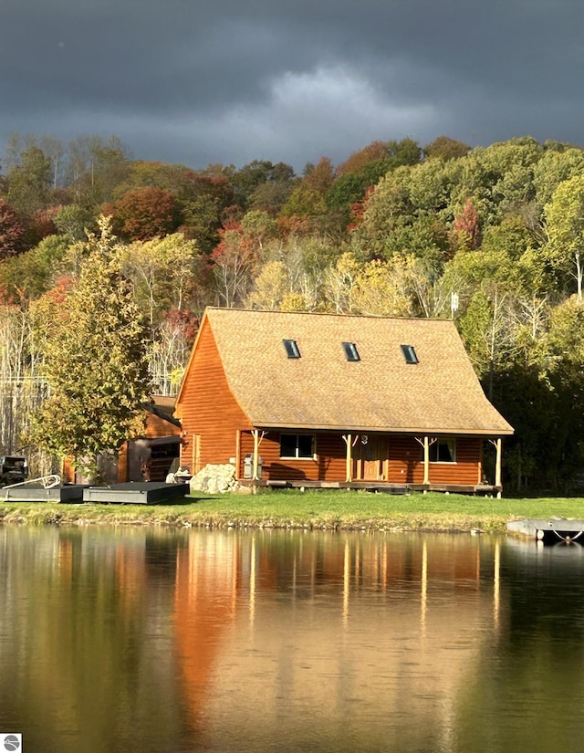 water view with a wooded view