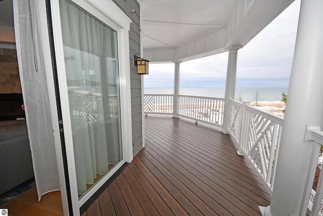 balcony with a water view