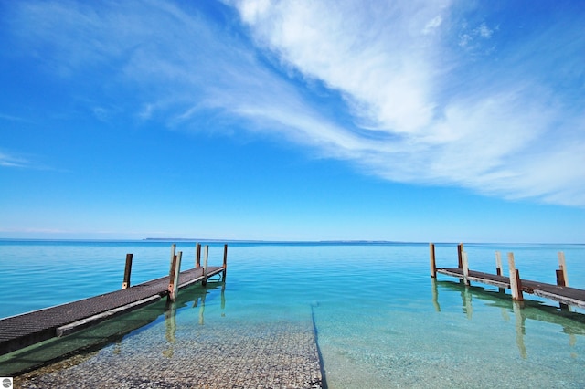 view of dock featuring a water view