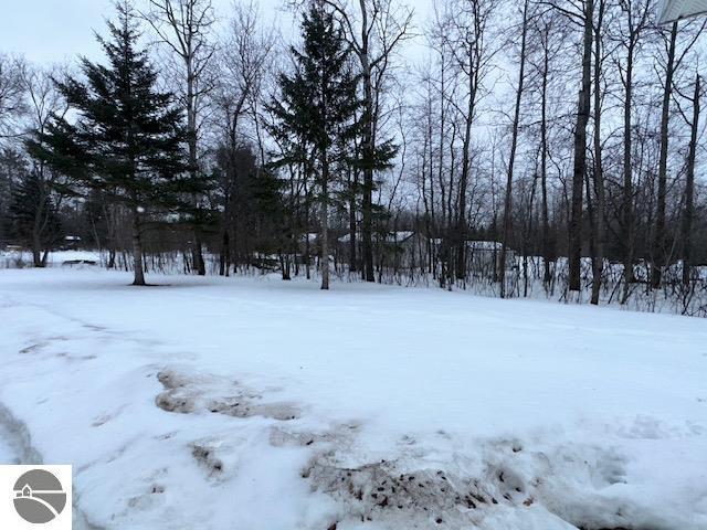 view of yard layered in snow