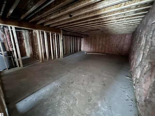 view of unfinished basement