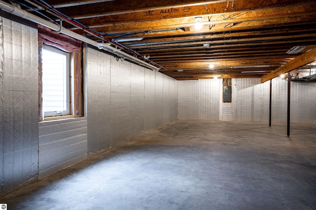 basement featuring electric panel