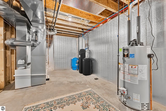 unfinished below grade area with gas water heater
