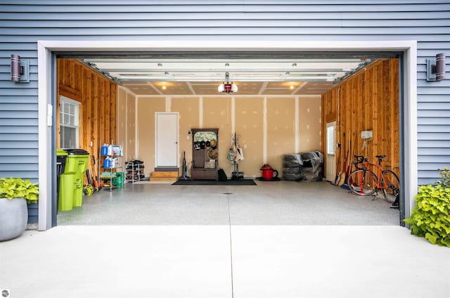 garage with a garage door opener