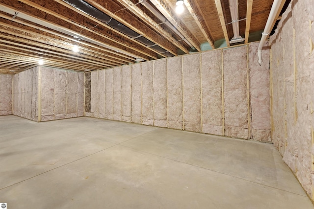 view of unfinished basement